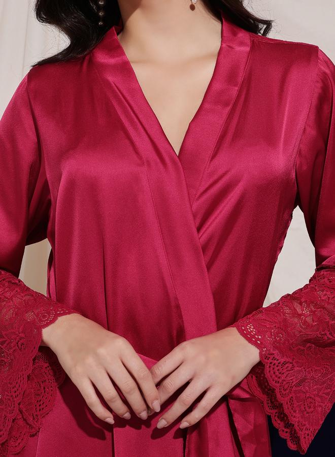 كلوفيا روب ساتان بحواف دانتيل - Image 5